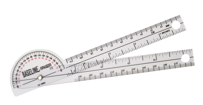 Baseline 180 degree clear plastic pocket goniometer 6"